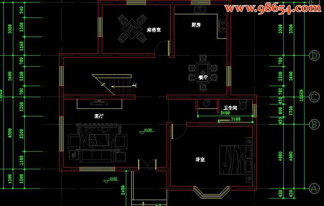 新农村二层时尚简约别墅户型图一楼平面图