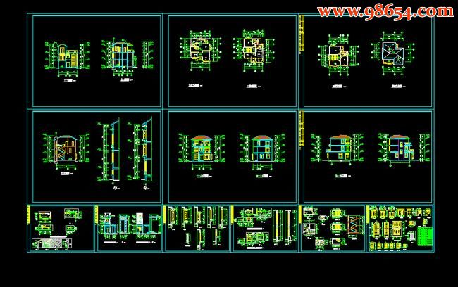 三层88平米复式别墅建施图全套预览图