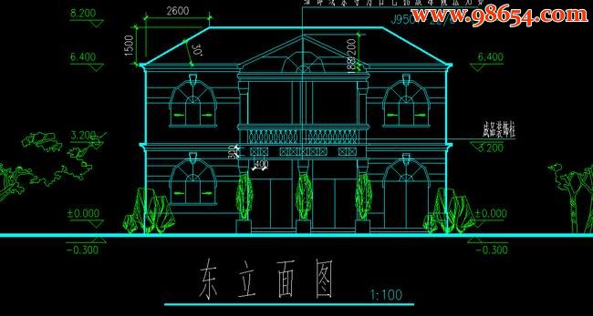 首层157平米2层两层带门面别墅建筑方案图正立面图