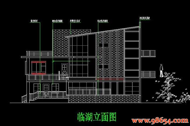 首层面积213平方米3层新农村独栋自建住宅施工图正立面图