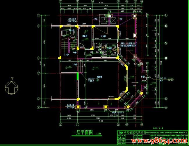 首层面积147平方米3层别墅区新建别墅施工图一楼平面图