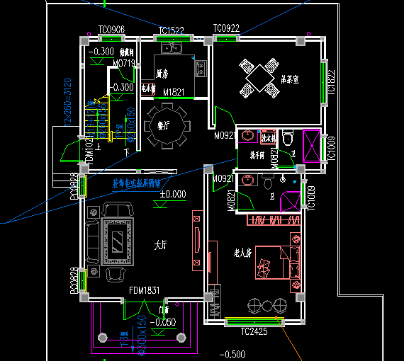 三层欧式别墅图纸 建筑设计全套图纸10X13.5一楼平面图