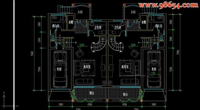 三层200平米别墅设计施工图一楼平面图