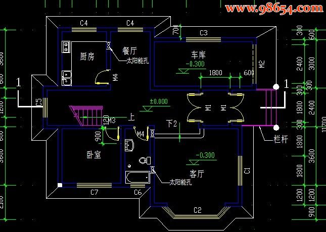 乡村二层小别墅建筑CAD图一楼平面图