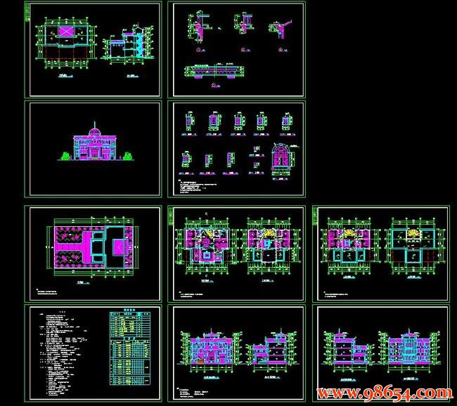 首层面积245平方米3层大型别墅建筑图纸全套预览图