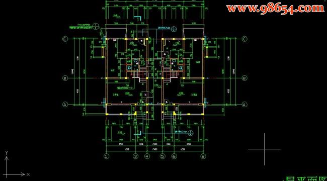 三层3室5厅4卫联体别墅建筑设计详图一楼平面图