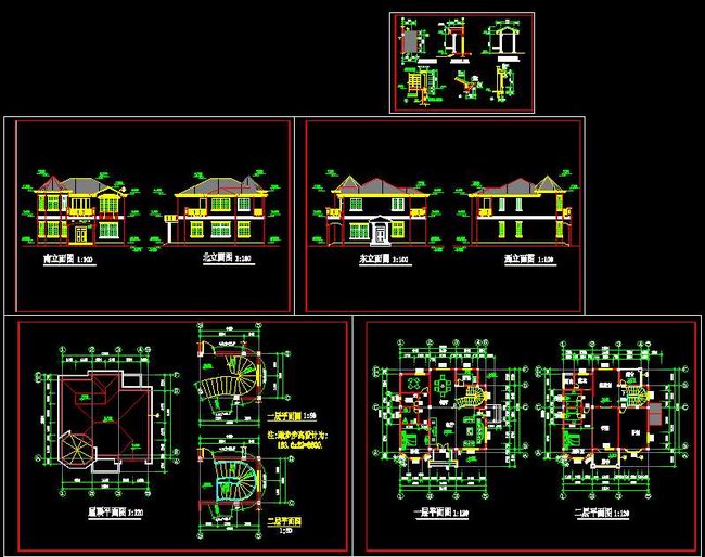欧式二层独立小别墅图纸全套预览图