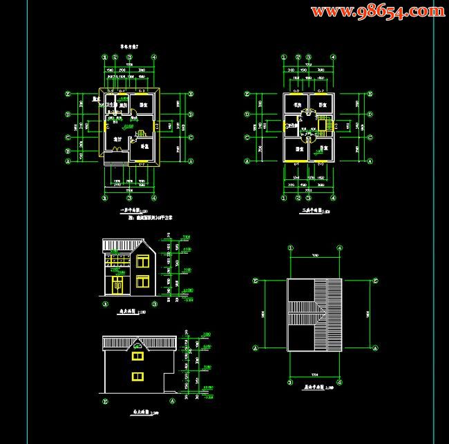 首层70平米2层农村自建别墅图纸全套预览图