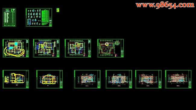 两层6室6厅7卫豪华别墅施工图纸全套预览图