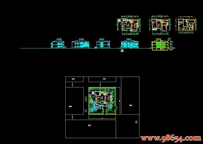 首层面积347平方米3层别墅建筑施工图全套预览图