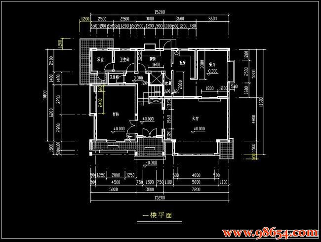 首层面积176平方米2层农村住宅施工图一楼平面图