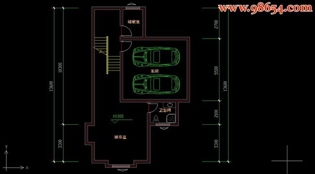 两层5室3厅5卫别墅建筑方案一楼平面图