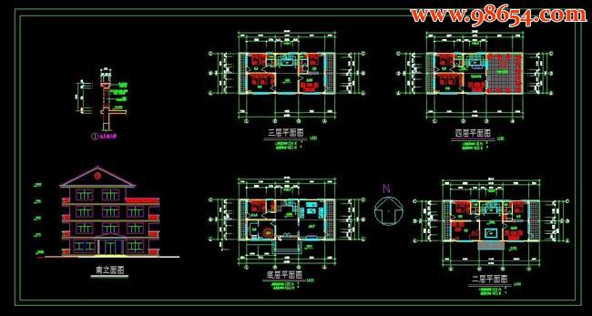 南方四层别墅建施图 全套预览图