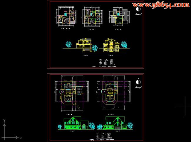 两层半别墅设计图两套全套预览图
