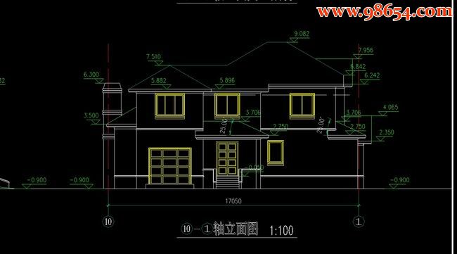 两层481平米北方别墅设计图正立面图