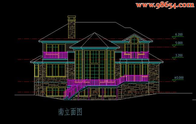 两层5室2厅4卫农村住宅别墅设计图正立面图