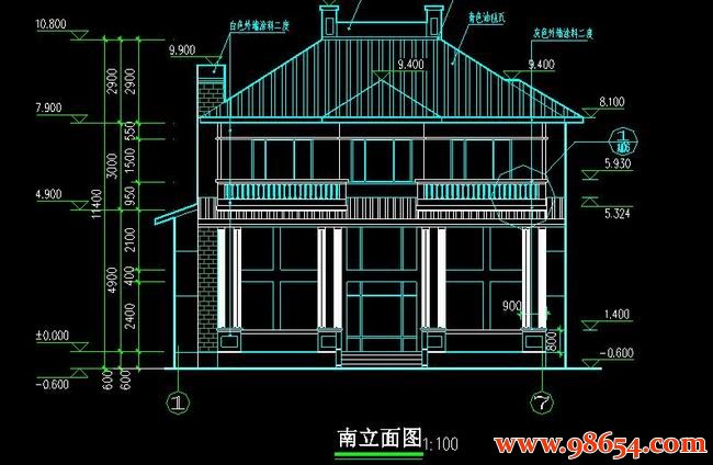 首层面积180平方米2层别墅建筑全图正立面图