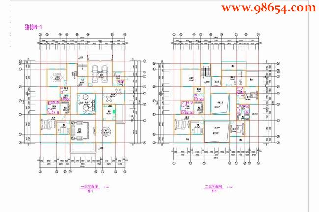 两层中型独栋别墅设计施工图效果图