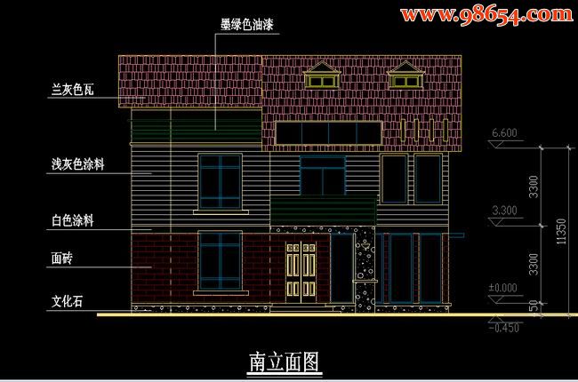 两层9室4厅4卫高档式B户型别墅设计图正立面图