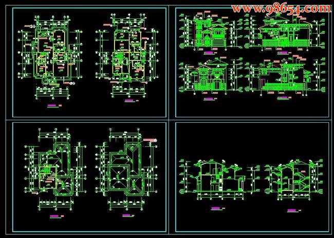 欧式二层别墅CAD图 全套预览图