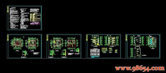 首层面积100平方米4层独栋别墅全套图纸全套预览图
