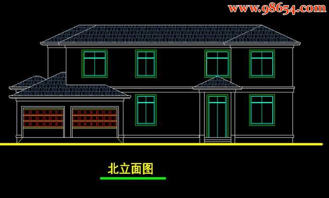 首层219平方米2层独立别墅施工图正立面图