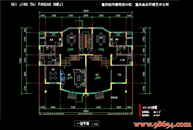 首层面积245平方米5层联排别墅施工图一楼平面图