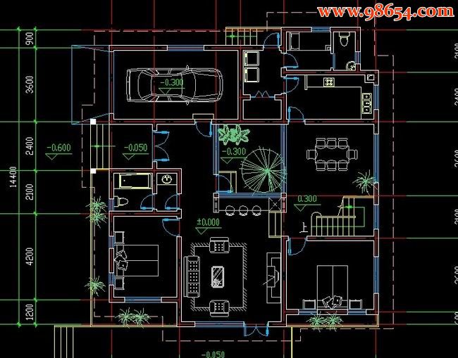 某地二层别墅方案设计建施图 一楼平面图