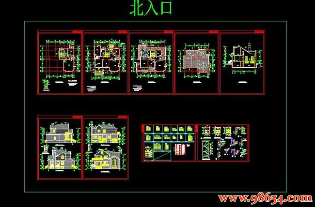 首层面积218平方米2层带地下室现代别墅施工图全套预览图