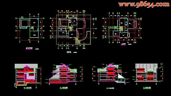 经济实用的两层别墅CAD图全套预览图