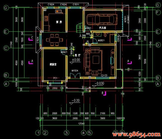 首层面积141平方米2层上海某别墅建筑施工图一楼平面图