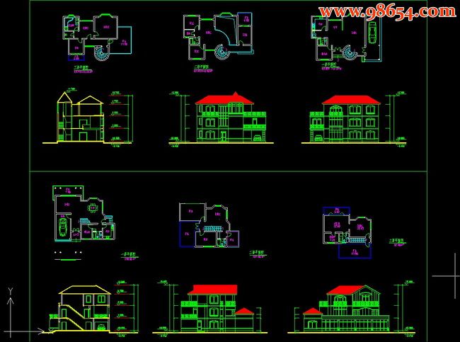 三层别墅住宅造型设计图全套预览图