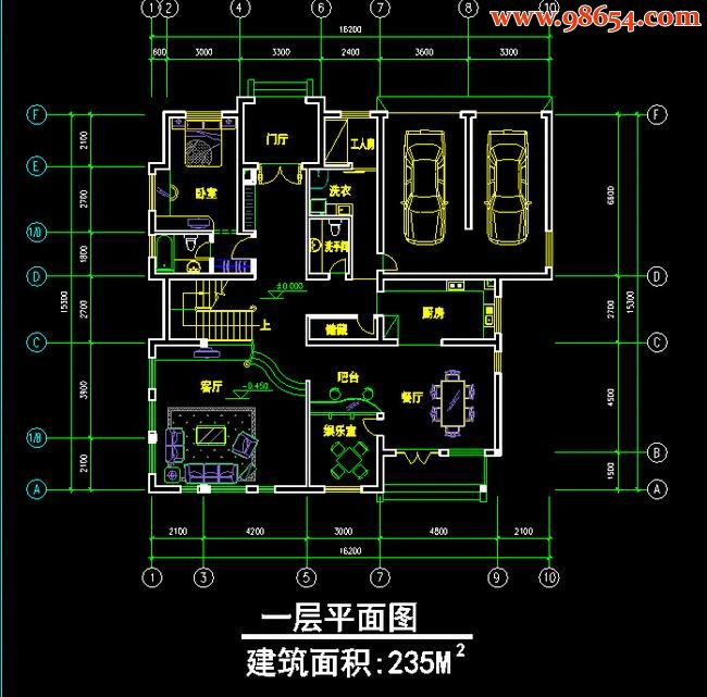 首层247平方米2层独立小别墅设计图一楼平面图