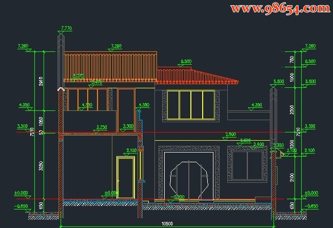 北方四合院建筑 带效果图正立面图