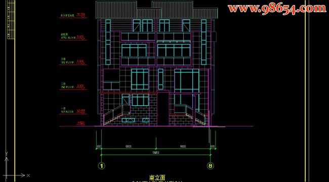 三层337平米别墅设计及施工图1正立面图