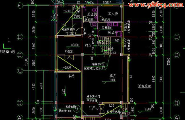 某山庄三层独幢简约别墅户型图一楼平面图