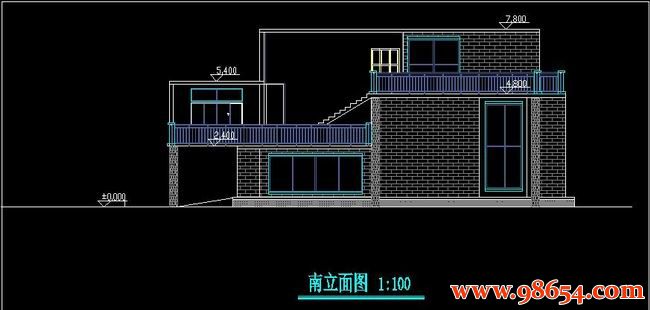 首层面积157平方米3层5室5厅4卫农村别墅设计图正立面图