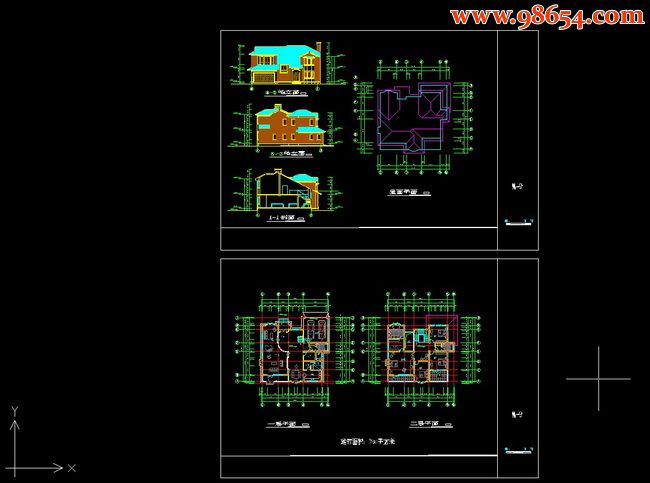 两层5室2厅4卫别墅建筑施工图（中）全套预览图