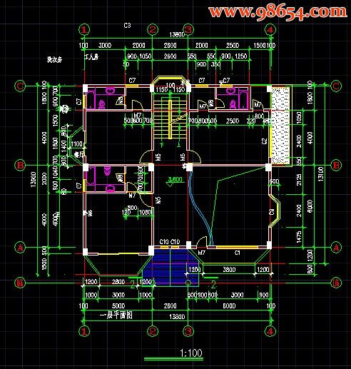 农村自建房3层型图纸一楼平面图