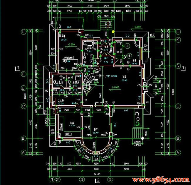 首层面积262平方米2层别墅建筑施工图一楼平面图