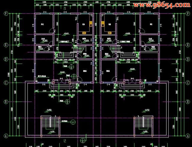 广东某地三层联排别墅建施图 一楼平面图