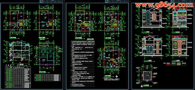 首层面积99平方米3层精巧型别墅图纸全套预览图
