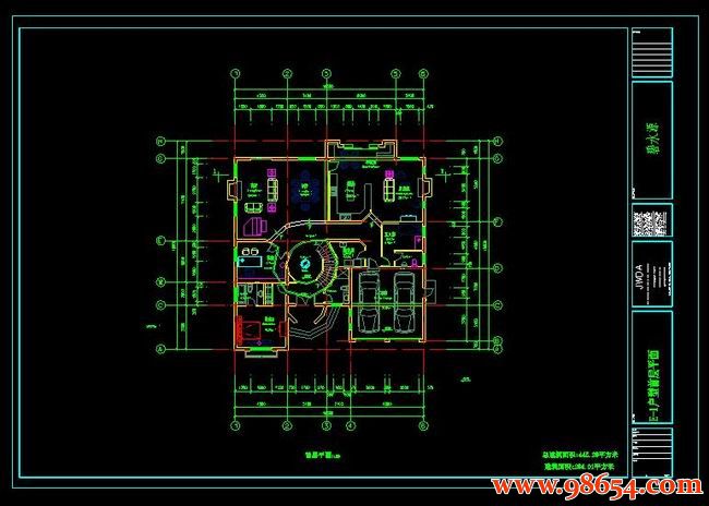 首层面积293平方米2层E1型别墅建筑施工图一楼平面图