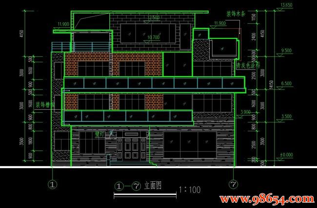 首层面积257平方米3层独栋自建别墅设计方案正立面图