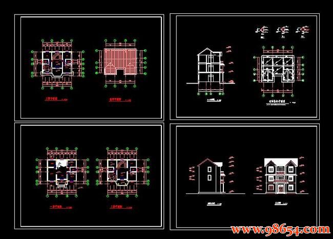 首层面积103平方米3层别墅设计施工图全套预览图