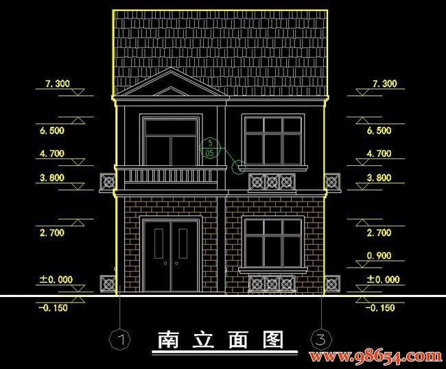 首层面积85平方米2层住宅设计建筑图正立面图