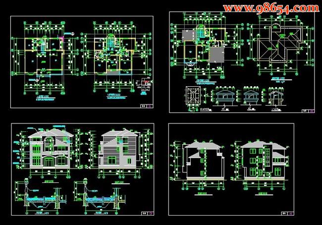 农村三层别墅建施图全套预览图