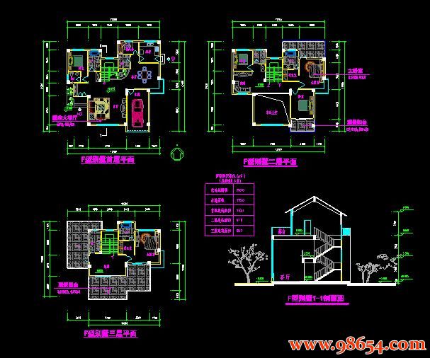 首层面积170平方米3层独立F型别墅设计图全套预览图