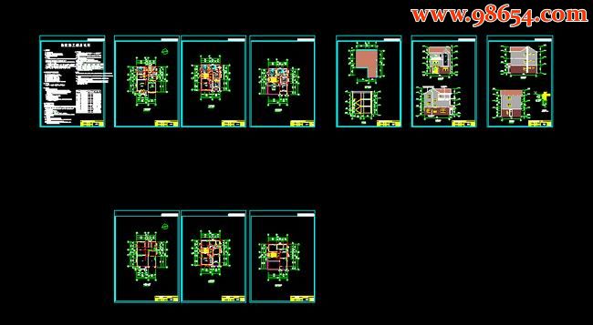 三层9室2厅3卫新农村住宅施工图全套预览图