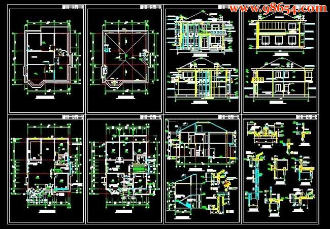 单幢两层别墅建施图全套预览图